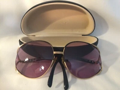 CHRISTIAN DIOR 复古超大太阳镜正品黑色和金色新框架  — 第 1/4 张图片