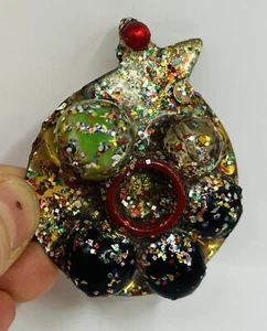 Star Sparkle Circle Pin, Handmade - Picture 1 of 4