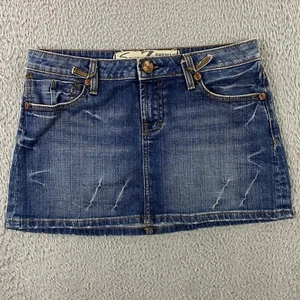 7 For All Mankind Denim skirt size 32x12 Mini Low Rise Y2K 2000s Vintage - Picture 1 of 7