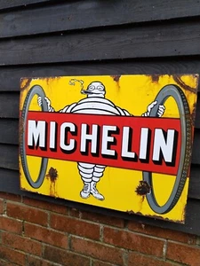 Michelin Enamel Sign Michelin Tyres enamel sign Bibendom enamel sign porcelain - Picture 1 of 12