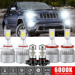 For Jeep Grand Cherokee 2011-2013 High/Low Beam + Fog Lights LED Bulbs Combo Kit - Picture 1 of 12