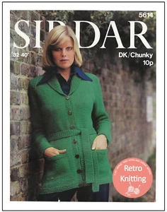 Chunky or D.K Belted Jacket Knitting Pattern - Copy - Picture 1 of 1