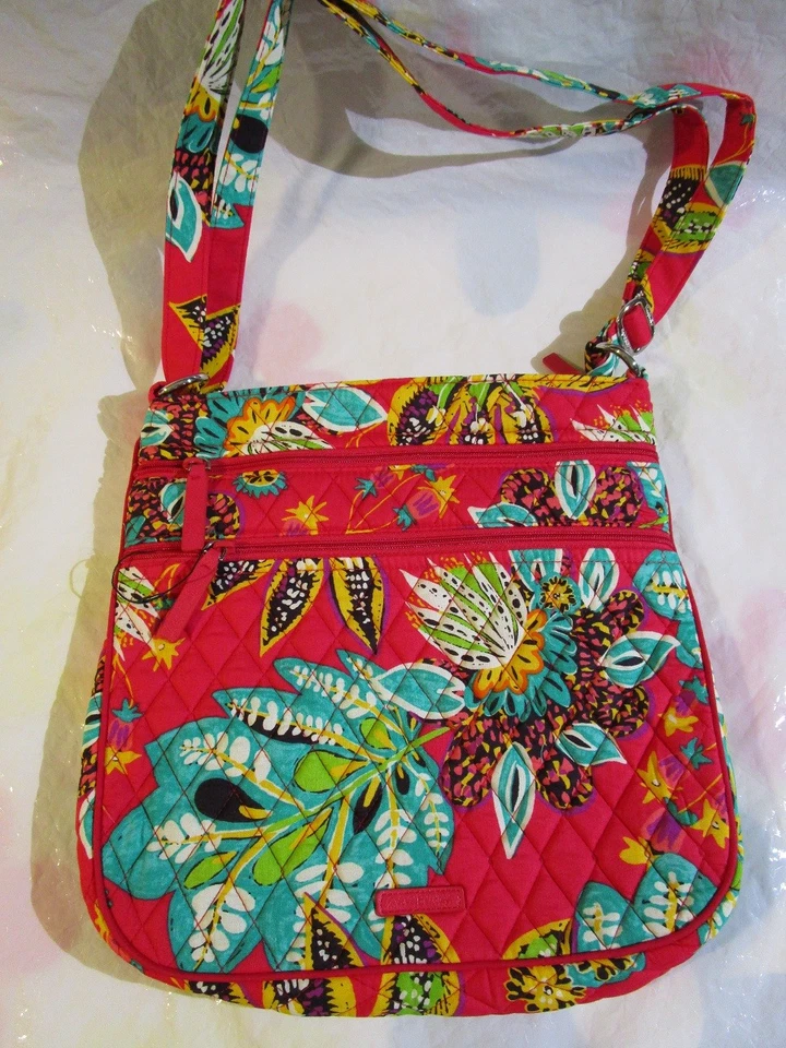 Bolso Bandolera VERA BRADLEY Triple Cremallera Hipster RUMBA Rojo Flores Tropicales Foto 1 de 1