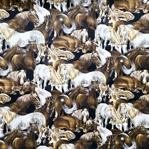 Trapunta Cavallo Vintage Collage Cavallo Nascosto Tessuto Cotone 1997 Ciao Moda 2 Iarde - Foto 1 di 5
