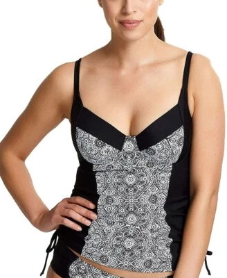 Camiseta de baño Panache NEGRO/BLANCA Samara Balconnet Tankini, EE. UU. 34H, UK 34FF Foto 1 de 4