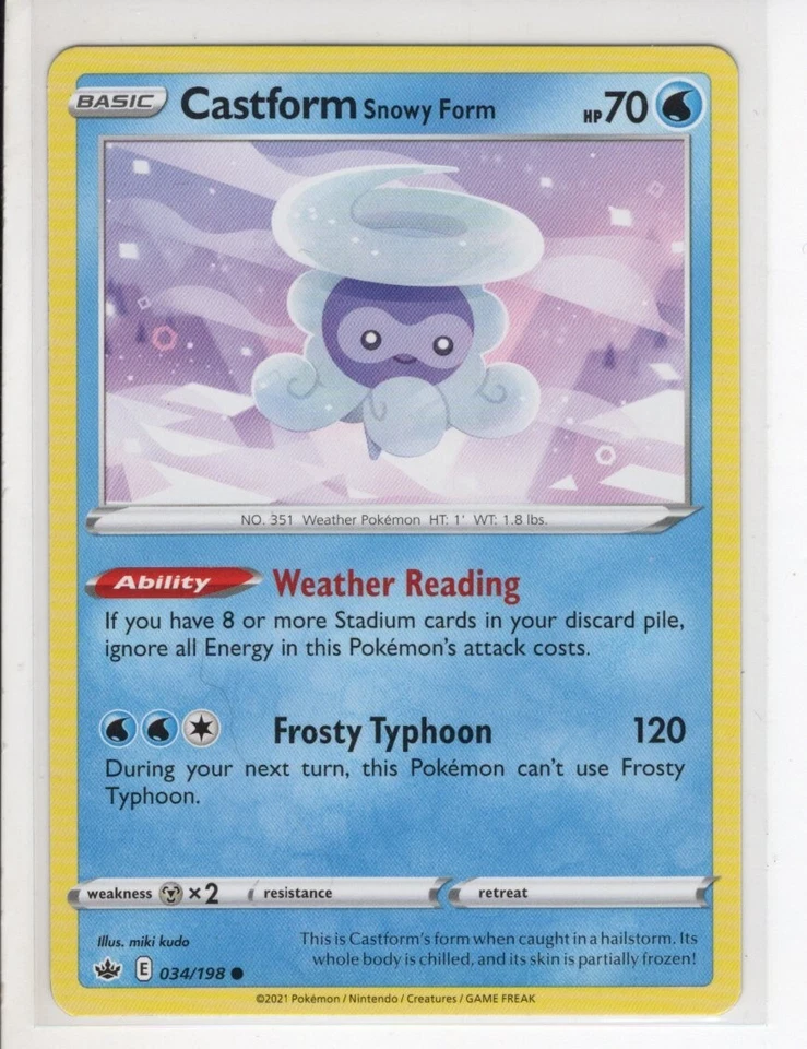 CASTFORM CHILLING REIGN SET POKEMON CARD 034/198 NM/M - Image 1 of 1