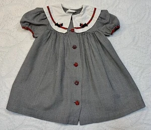 Vintage 90s Ashley Ann Scottie Dog Appliqué Houndstooth Plaid Tartan Trim Dress - Picture 1 of 7