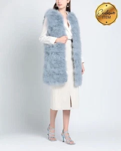 RED VALENTINO Feathers Gilet IT40 US4 UK8 S Blue Fully Lined Crew Neck - Picture 1 of 6