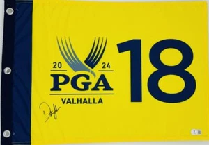 DUSTIN JOHNSON SIGNED 2024 PGA CHAMPIONSHIP GOLF FLAG VALHALLA AUTOGRAPH BAS K79 - Picture 1 of 2