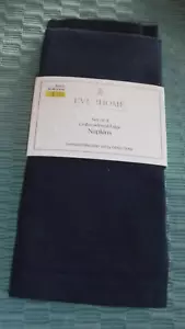 Everhome Set Of 4 Embroidered Edge Navy Blue Napkins Size 18inx18in NEW - Picture 1 of 3
