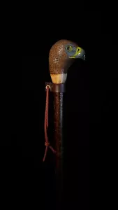 golden eagle handcarved walking stick one off made uk lime/hazel/leather - Picture 1 of 5