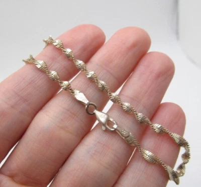 Vintage 925 Sterling Silver Italy Twist Cage 3.75mm Chain Bracelet 8.5 In - Image 1 of 3