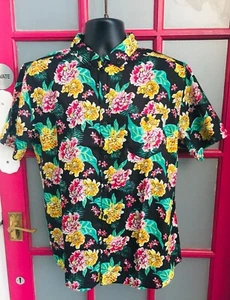 Soulstar Black Floral Hawaiian Style Shirt Short Sleeve Cotton M/L/XL - Picture 1 of 9