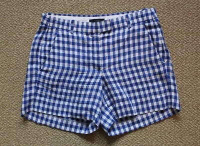 Pantalones Cortos J Crew Ligeros Lino Azul Blanco Guinga 0 Foto 1 de 4