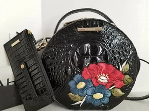 ⚘Brahmin Lane Top Handle Black Bluewood Canteen Leather Crossbody Bag+Wallet NWT - Picture 1 of 11