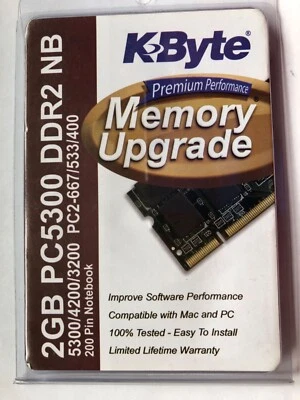 KByte 2GB PC5300 DDR2 Laptop Memory PC2-667/533/400 200 PIN PC - Image 1 of 2