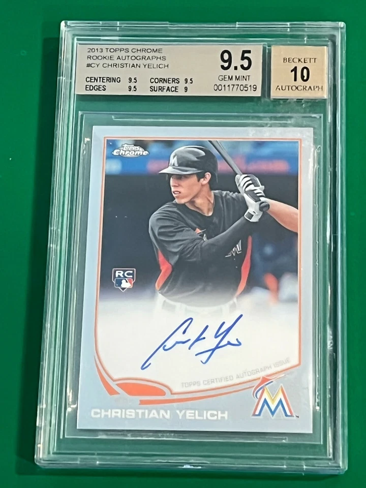 CHRISTIAN YELICH 20013 Autographed TOPPS Chrome RC BGS 9.5/10 GEM MINT! BREWERS - Image 1 of 2