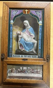 Antiker Schattenkasten Katholische Letzte Riten Viaticum Wandkunst 1890er Jahre - Bild 1 von 5