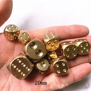 2PCS Solid Brass Dice EDC 20mm Six Sided Square Metal Dice Mahjong Dice Game Toy - Picture 1 of 3