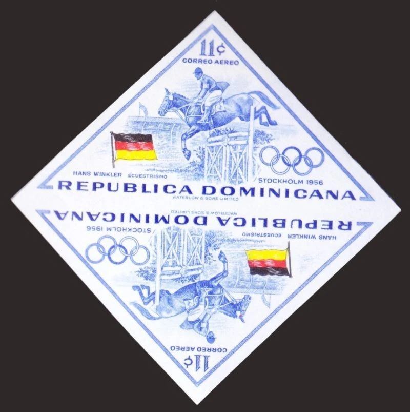 Dominica 1957 Imperf Pair, German athlete Hans G Winkler, Sports, Olympics - Image 1 of 1