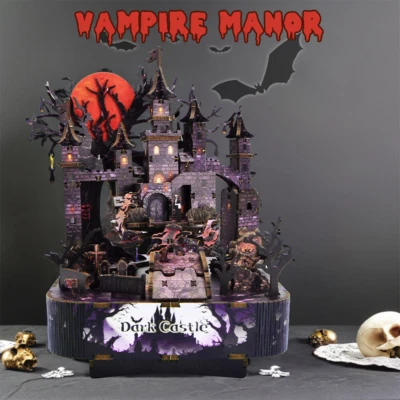 Vampire Manor Dynamic Music Box 3D DIY Wooden Puzzle for Adult Halloween Gifts - Image 1 of 4