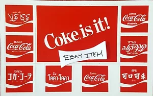 Adesivi pubblicitari da collezione Coca Cola 1950C lingua internazionale - Foto 1 di 2