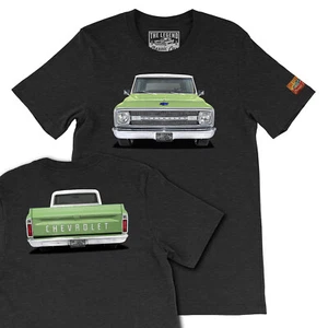 1969 Green CHEVY C10 Classic Pickup Truck Men's T-shirts - Picture 1 of 8