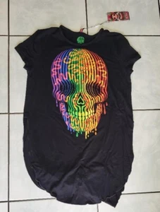 Ay Guey Skull Curved Hem Blouse with Colorful Hand-applied Stones - Picture 1 of 3
