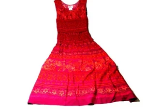 VTG R&K Originals Dress Bright Beaded Smock Top Full Length Summer Tie Back 6P - Picture 1 of 10