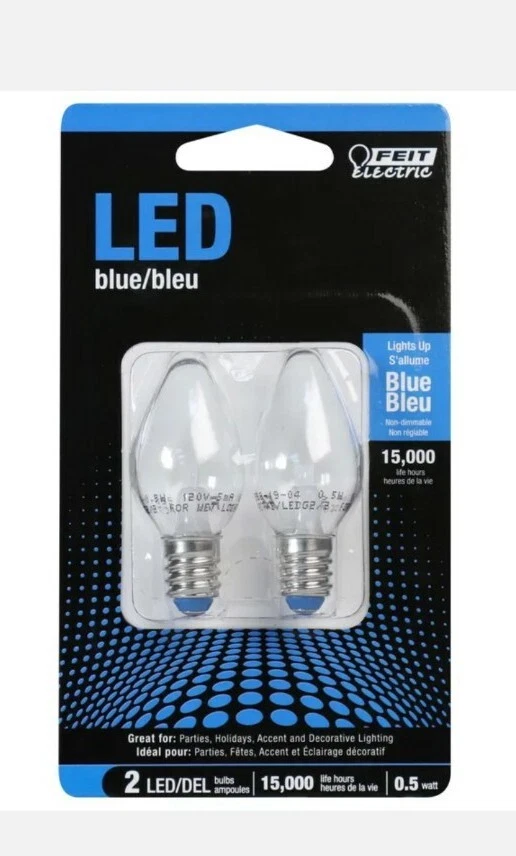 Feit Electric acre C7 E12 (Candelabra) LED Bulb Blue 0.5 Watt Equivalence 2 pk - Image 1 of 1