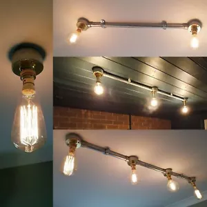 Industrial Vintage Style Wall or Ceiling Light 1 /2 /3 /4 B22 Bar Conduits Light - Picture 1 of 33