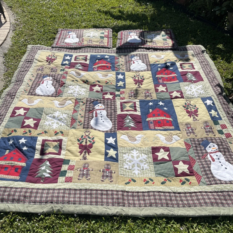 Vacaciones de Navidad Invierno 86” X 86” Edredón Almohada Fundas Muñecos de Nieve Americana Sunham Foto 1 de 4