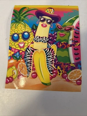 Vintage~Lisa Frank~Banana Biquíni Abacaxi Fruta GRANDE Folha Adesiva #1 RARO - Imagem 1 de 4
