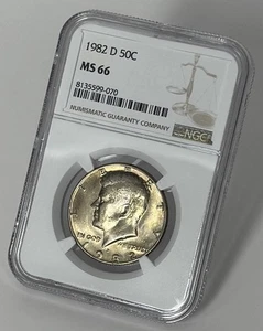 1982-D Kennedy Half Dollar NGC MS66 Brilliant Toned Uncirculated #2 - Picture 1 of 3