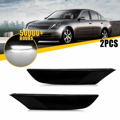 2x White LED Smoke Side Front Light Marker 2003-2006 Fit G35 Infiniti Sedan Base - Image 1 of 4