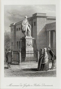 BERLIN Graf von Bülow-Dennewitz Monument Original Stahlstich um 1855 - Bild 1 von 3