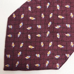 OSCAR DE LA RENTA Tie Mens 56" x 4" Burgundy Red Abstract Silk Made In USA - Picture 1 of 8
