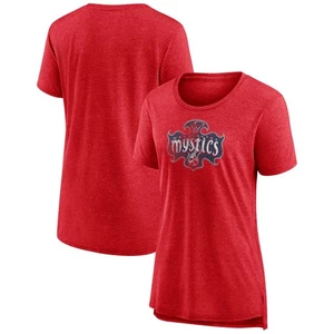 Women's Heather Red Washington Mystics Distressed Team Logo Tri-Blend T-Shirt - Picture 1 of 3