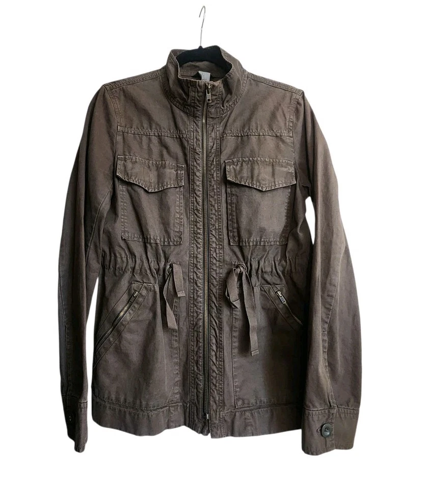 Chaqueta de Campo J.Crew Mujer Pequeña S Marrón Algodón Utilidad Anorak Parka Cordón Foto 1 de 4