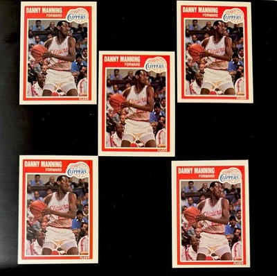 Lote de tarjetas 5ct 1989-90 Fleer Danny Manning #71 Rookie RC Clippers (PAQUETE NUEVO) Foto 1 de 2