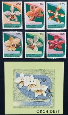 BENIN ORCHIDS STAMPS SET + SS MNH 1997 FLOWERS ORCHID FLOWERING PLANT NATURE - Image 1 of 3