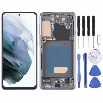 LCD Screen with Touch and Frame For Samsung Galaxy S21 5G SM-G991 (Gray) - Image 1 of 4