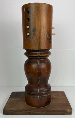 Vintage Reclaimed Salvaged Turned Wood Pedestal Table Base For Restoration - Image 1 of 4