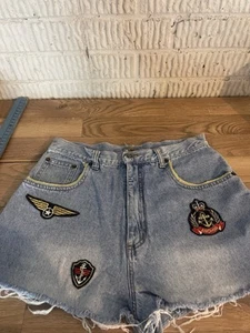 Vintage The Limited Jeansshorts Cutoff mit Patches hoher Bund Gr. 12 - Bild 1 von 13