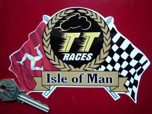 Pegatina TT RACES Isla de Man bandera y desplazamiento 6" Manx GP casco vinilo motocicleta - Imagen 1 de 1