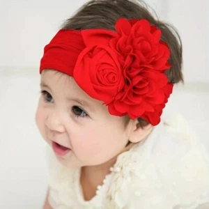 Kids Girls BabyHeadband Toddler Flower Hair Band Headwraps Accessories RED - Picture 1 of 2