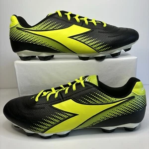 Diadora Mago R LPU Soccer Cleats Men's 12.5 Black Neon Yellow Football Boots - Picture 1 of 15