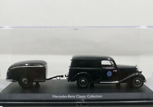 Schüco Dealer Edition 1936 Mercedes Benz 170V Limousine with Trailer Black 1:43 