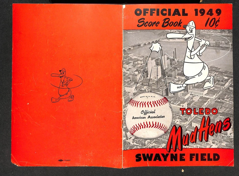 1949 MILWAUKEE BREWERS @ TOLEDO MUD HENS SCORECARD, SCORED - Image 1 of 2