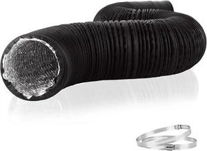 6 Inch Flexible Ducting Hose 16.5 feet Black Aluminum Ducting Dryer Vent Hose - Picture 1 of 7